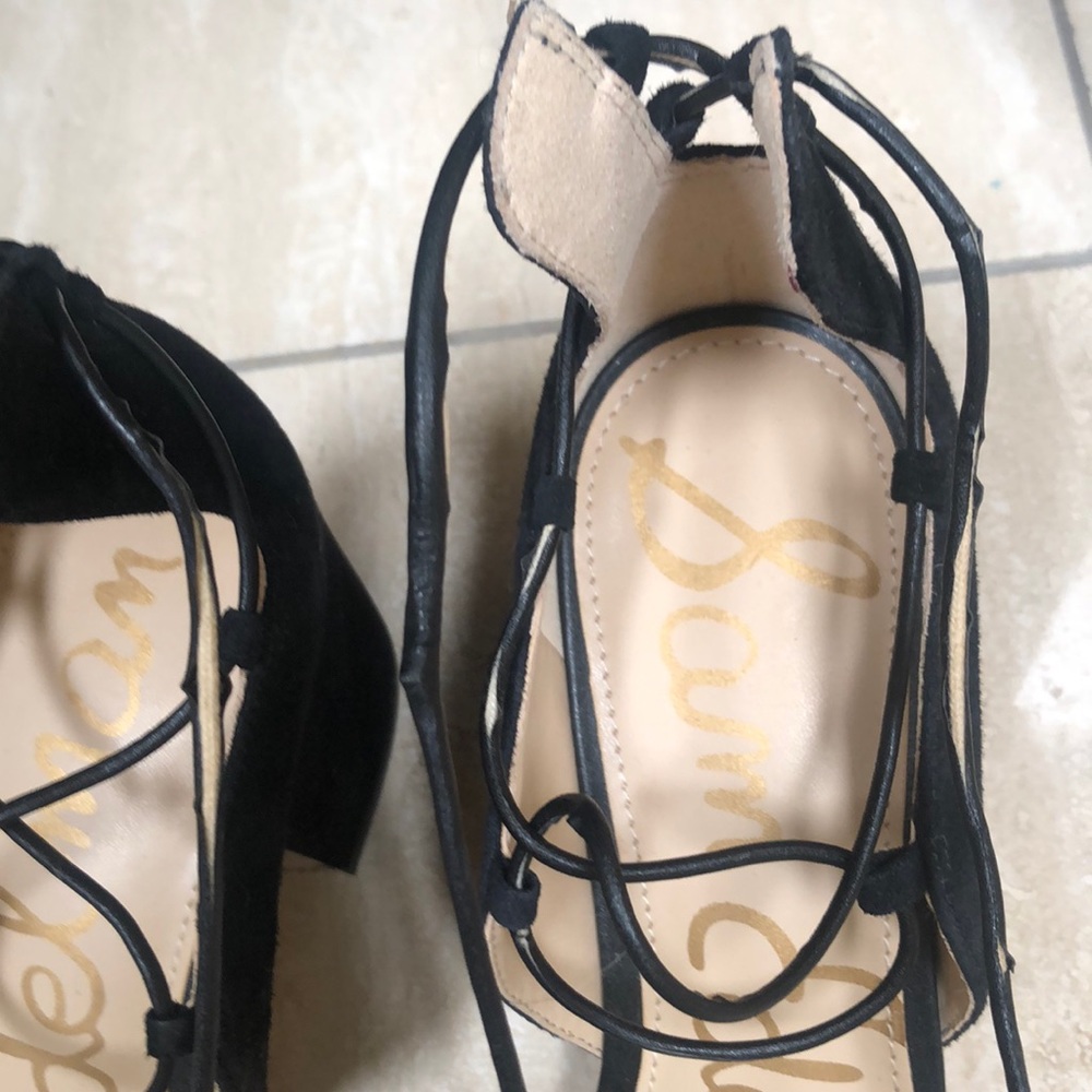 Sam Edelman Black Suede Block Heal String Ups- - image 5